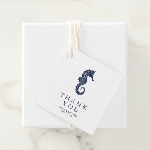 Blue Wave Seahorse Wedding Thank You ID836 Favor Tags