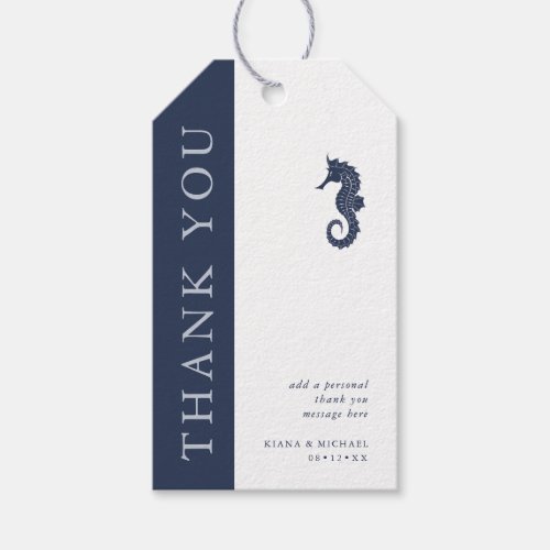 Blue Wave Seahorse Wedding Thank You ID836 Gift Tags