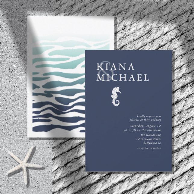 Blue Wave Seahorse Wedding Wht/Navy ID836 (Creator Uploaded)