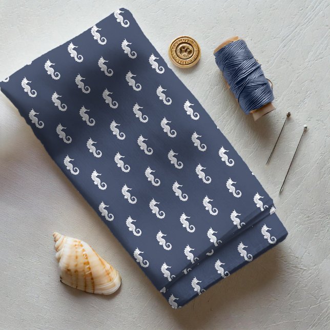 Blue Wave Seahorse Wht/Navy ID836  Fabric (Creator Uploaded)