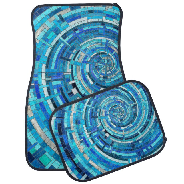 Blue Wave Spiral Mosaic  Car Floor Mat (Set)