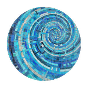 Blue Wave Spiral Mosaic  Cutting Board