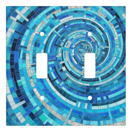 Blue Wave Spiral Mosaic  Light Switch Cover