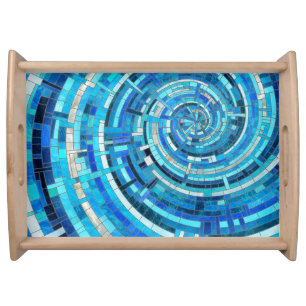 Blue Wave Spiral Mosaic  Serving Tray