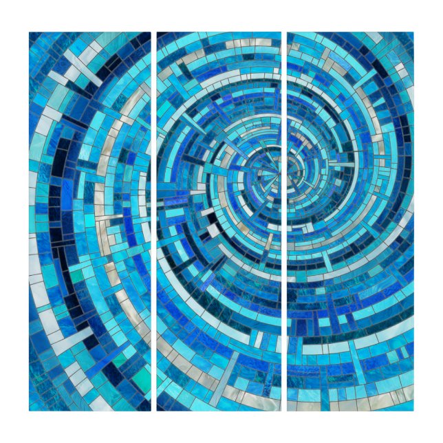 Blue Wave Spiral Mosaic  Triptych (Front)