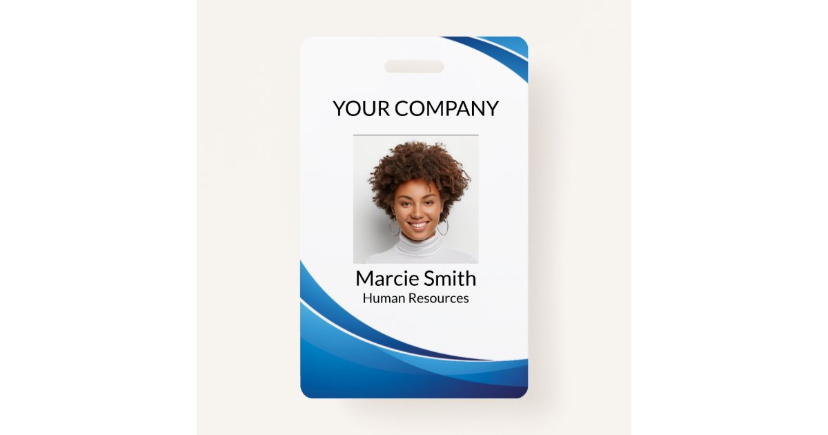 Blue Wave Style Photo ID Badge | Zazzle