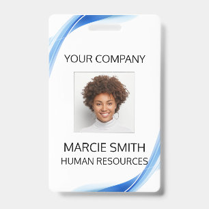 Blue Wave Style Photo ID Badge