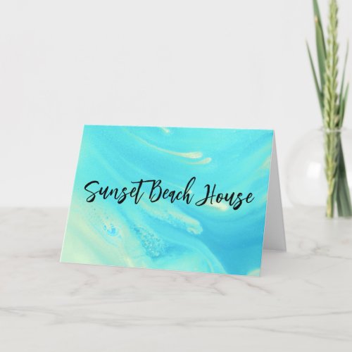  Blue Wave Sunset Beach HouseFolded Thank You Card