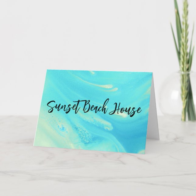  Blue Wave Sunset Beach HouseFolded Thank You Card (Front)