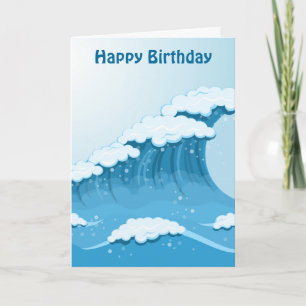 Blue Wave Surf and Ocean birthday Card