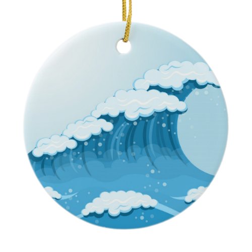 Blue Wave Surf and Ocean Ceramic Ornament
