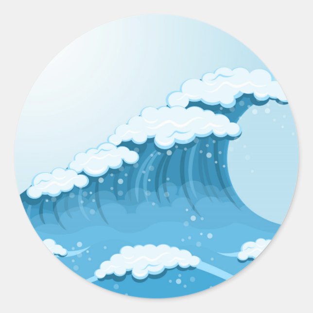 Blue Wave Surf and Ocean Classic Round Sticker (Front)