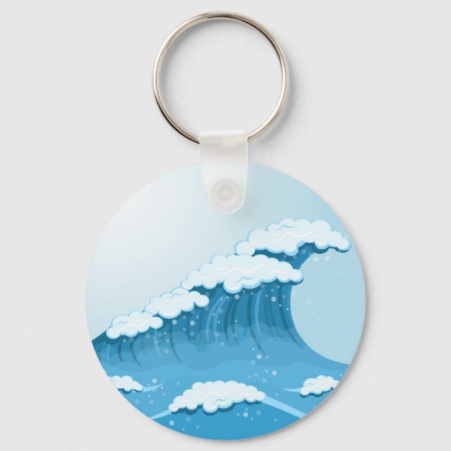 Blue Wave Surf and Ocean Keychain (Front)