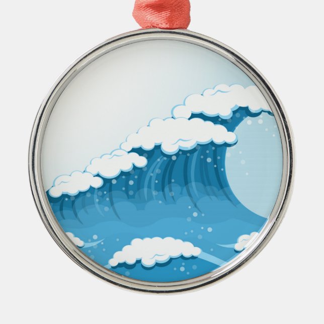 Blue Wave Surf and Ocean Metal Ornament (Front)