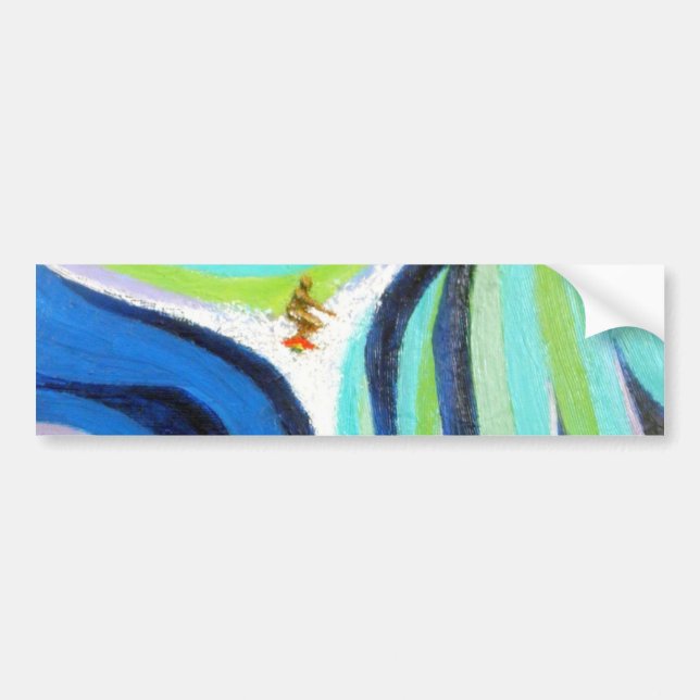 Blue Wave Surf Surfing Surfer Art Painting Bumper Sticker (Front)