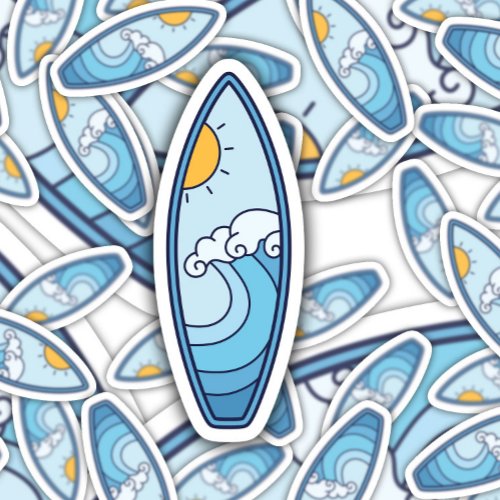 Blue Wave Surfboard Summer  Surfboard Sticker