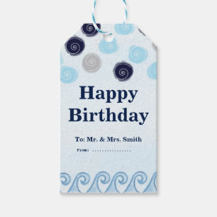 Blue Wave Watercolor Art Beach Party Gift Tags