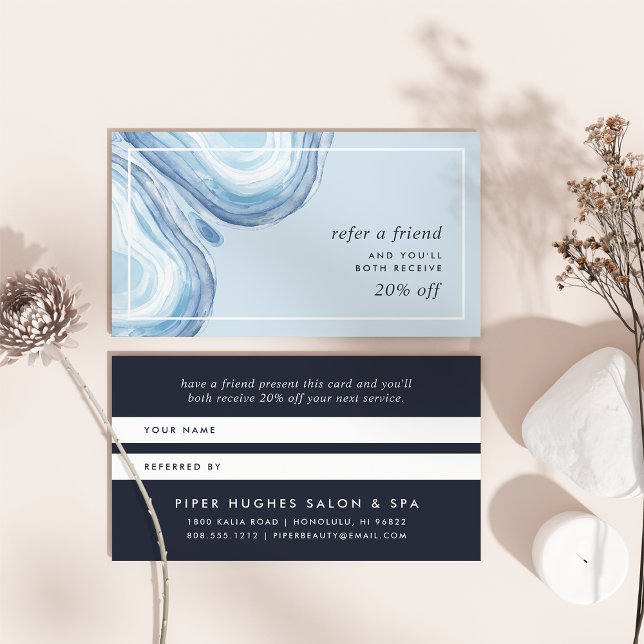 Blue Wave Watercolor Geode Referral Card (Creator Uploaded)