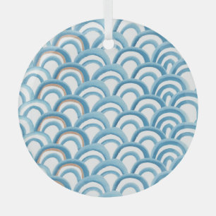 Blue wave watercolor, seamless painting. glass ornament