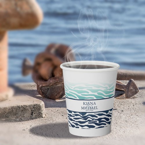 Blue Wave Wedding ID836 Paper Cups