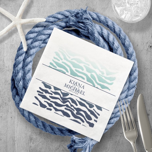 Blue Wave Wedding ID836 Paper Dinner Napkins (Creator Uploaded)