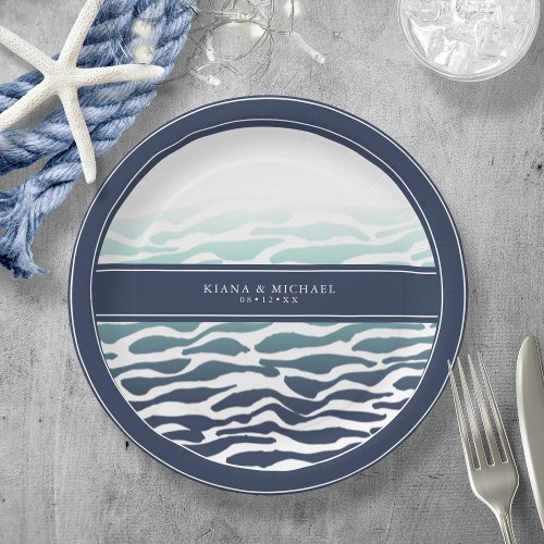 Blue Wave Wedding ID836 Paper Plates