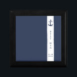 Blue Wave Wedding Wht/Navy Best Man ID836 Gift Box<br><div class="desc">This elegant wedding suite features classic nautical styling with a clean, minimalist look. Stylistic waves in shades from aqua to navy blue and a seahorse illustration provide unique accents. A navy blue background and white vertical band with fine navy piping gives this coordinating gift box a striking modern twist. Edit...</div>