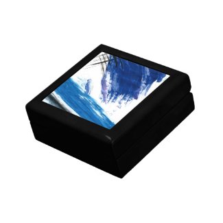 Blue waves abstract watercolor contemporary art gift box