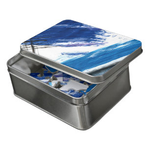 Blue waves abstract watercolor contemporary art jigsaw puzzle