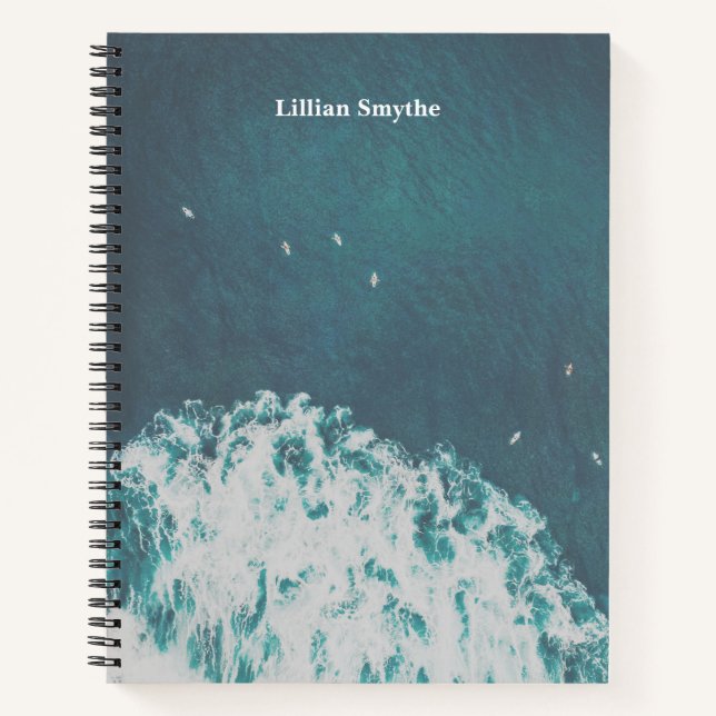Blue Waves Aerial Beach Photography Customized Notebook (Front)