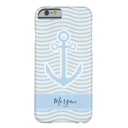 Blue Waves and Anchor Monogram Barely There iPhone 6 Case