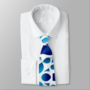 Blue Waves and Eggs Isometric Pattern Neck Tie