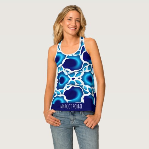 Blue Waves and Eggs Isometric Pattern Tank Top