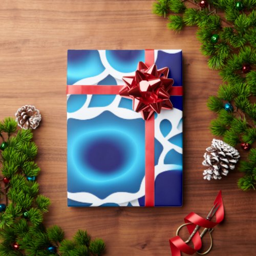 Blue Waves and Eggs Isometric Pattern Wrapping Paper