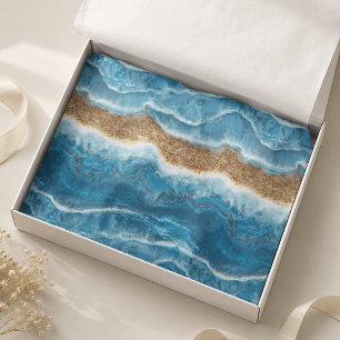 Blue Waves and Sand Resin look Tissue Paper