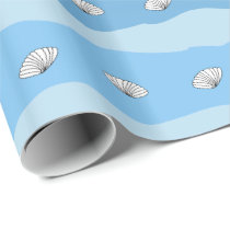 Blue Waves and White Shells Custom Nautical Wrap Wrapping Paper