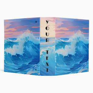 Blue Waves at Sunset 3 Ring Binder