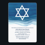 Blue Waves Bar Mitzvah Invitation<br><div class="desc">Invite everyone to this special occasion with this handsome Blue Wave invitation. (Background vector created by freepik - www.freepik.com). The card is easy to customize with your wording, font, font color, paper shape options and choice of six paper types.Not exactly what you're looking for? All our products can be custom...</div>