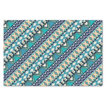 Blue Waves Boho Earth Tones Tribal Pattern Tissue Paper by its_sparkle_motion at Zazzle