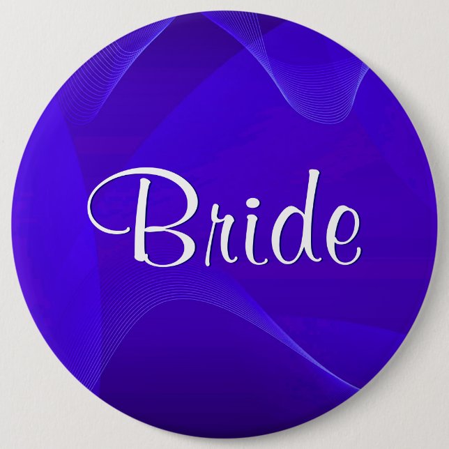 Blue Waves Bride Pinback Button (Front)
