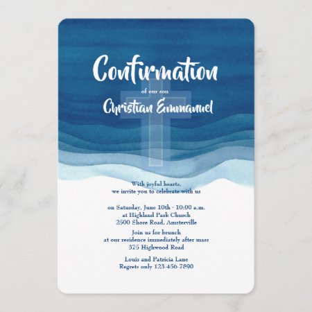Blue Waves Confirmation Invitation