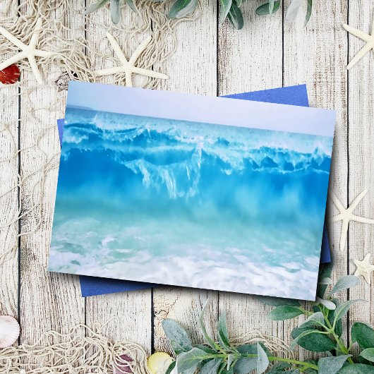 Blue Waves Crashing At Beach Blank Inside  Cards