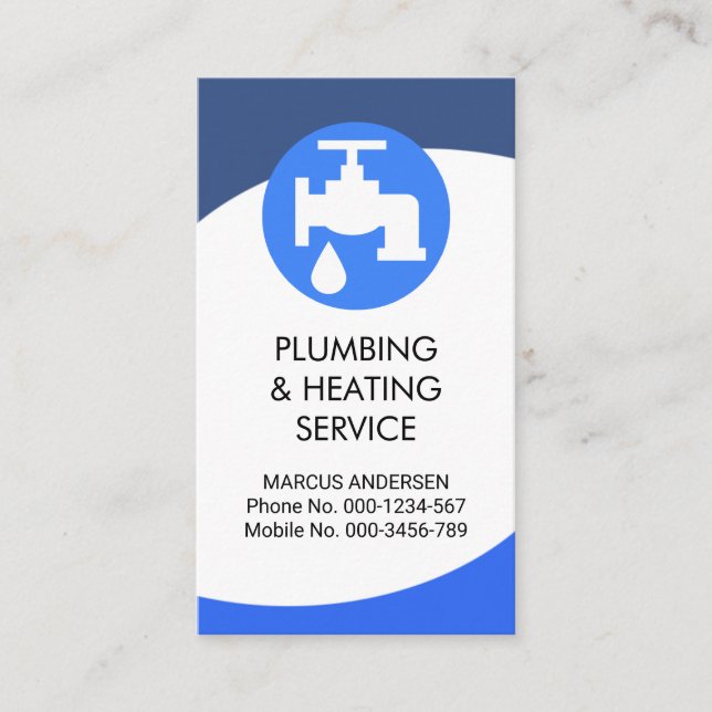 Blue Waves Curvature Plumbing Business Card (Front)