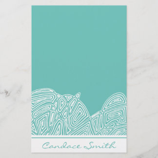 Blue Waves Footnote Personalized Stationery