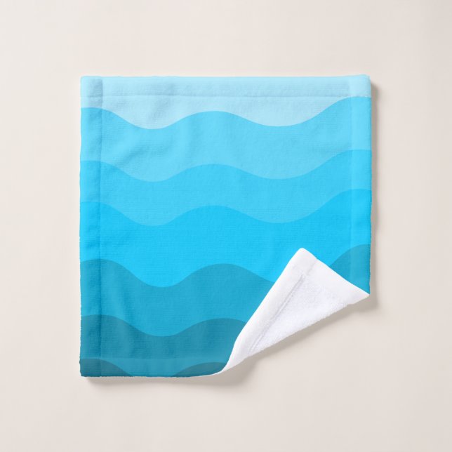 Blue waves gradient  bath towel set (Wash Cloth)