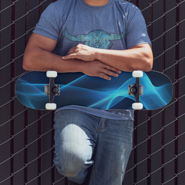 Blue waves in glowing light skateboard (Outdoor 3)