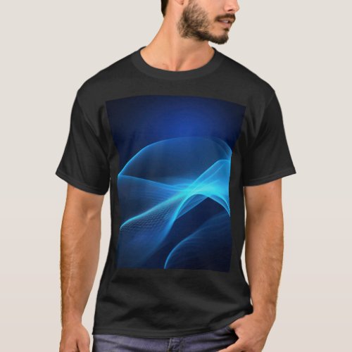 Blue waves in glowing light T_Shirt