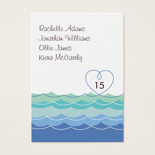 Blue Waves Loopy Heart Guest Escort Place Card