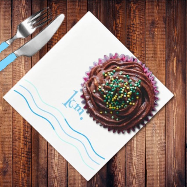Blue Waves Monogram Napkins (Creator Uploaded)