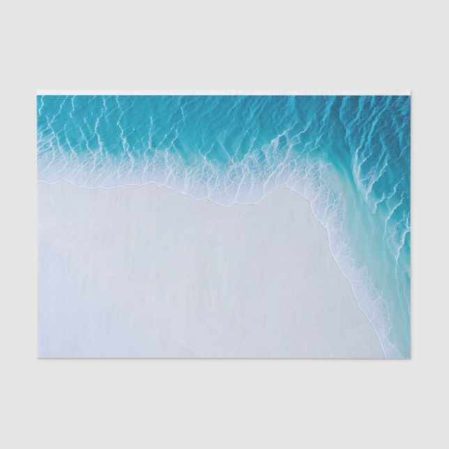 Blue Waves Nautical Beach Decoupage Tissue Paper (Front)